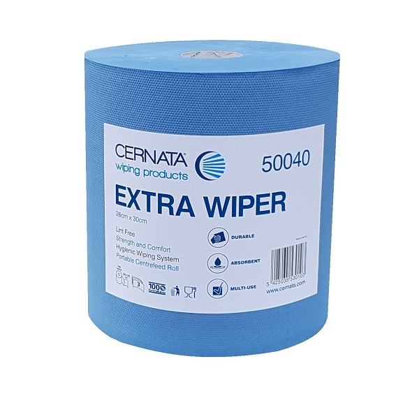CERNATA� Extra Wiper Roll 500 Sheets 3 Ply Blue